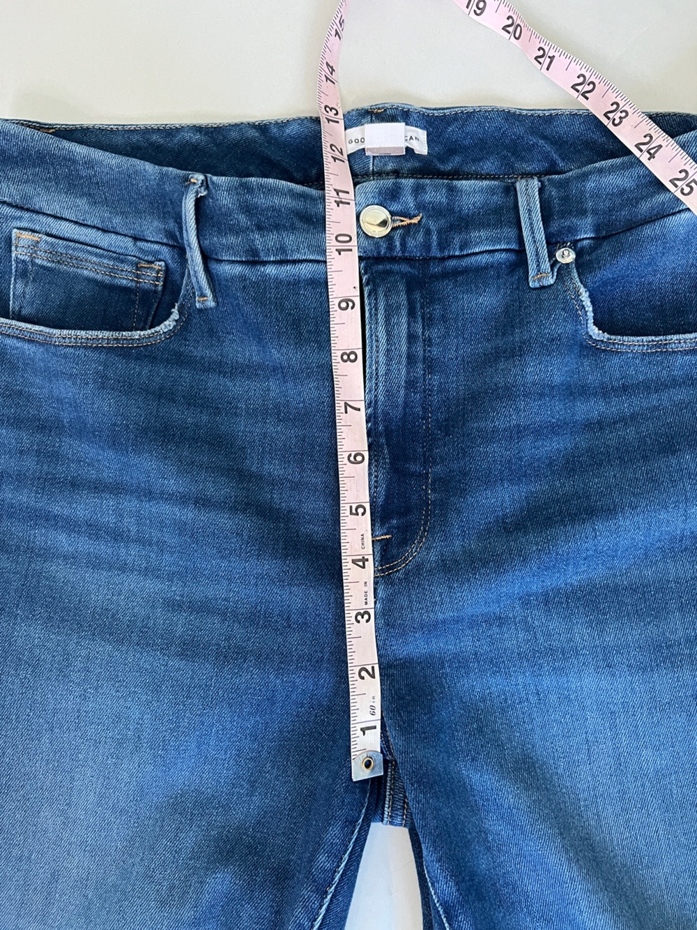 Good American Good Legs Flare Jeans Blue843 Hemmed 29" Inseam Sz 14/32 - Picture 8 of 9